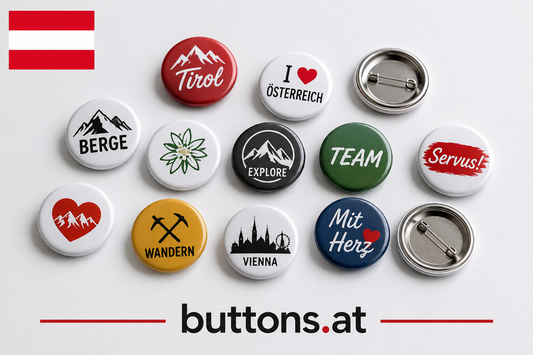 25 mm Buttons Österreich individuell gestaltete kleine Ansteckbuttons