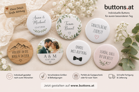 Hochzeitsbuttons gestalten