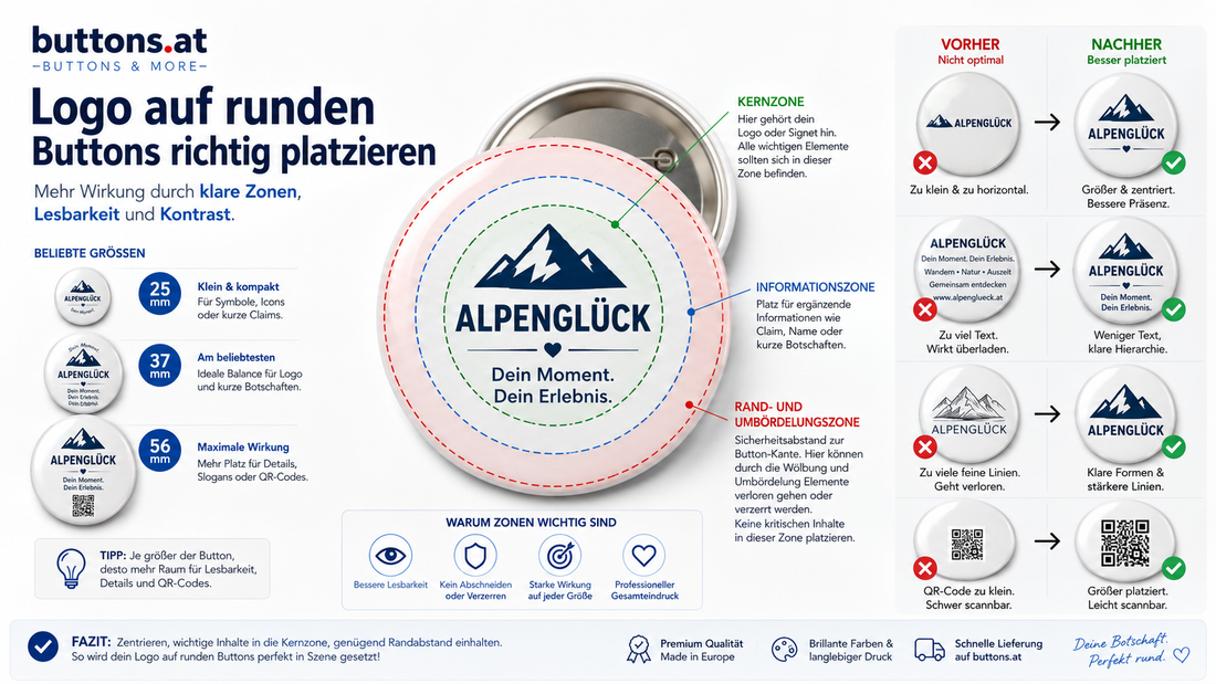 Logo auf runden Buttons richtig platzieren