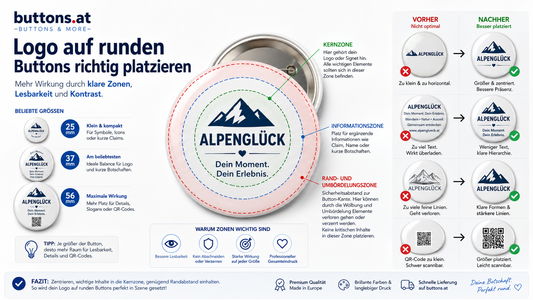 Logo auf runden Buttons richtig platzieren