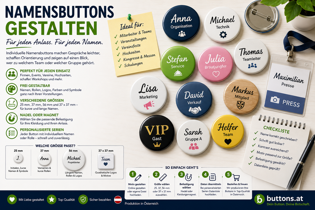 Namensbuttons gestalten