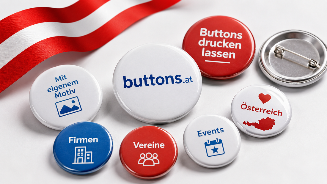 Buttons drucken lassen in Österreich mit eigenem Motiv bei buttons.at