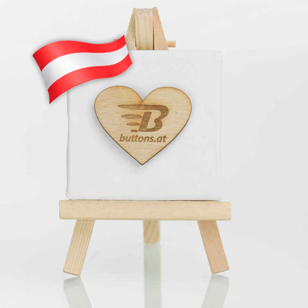 holz herz anstecker
