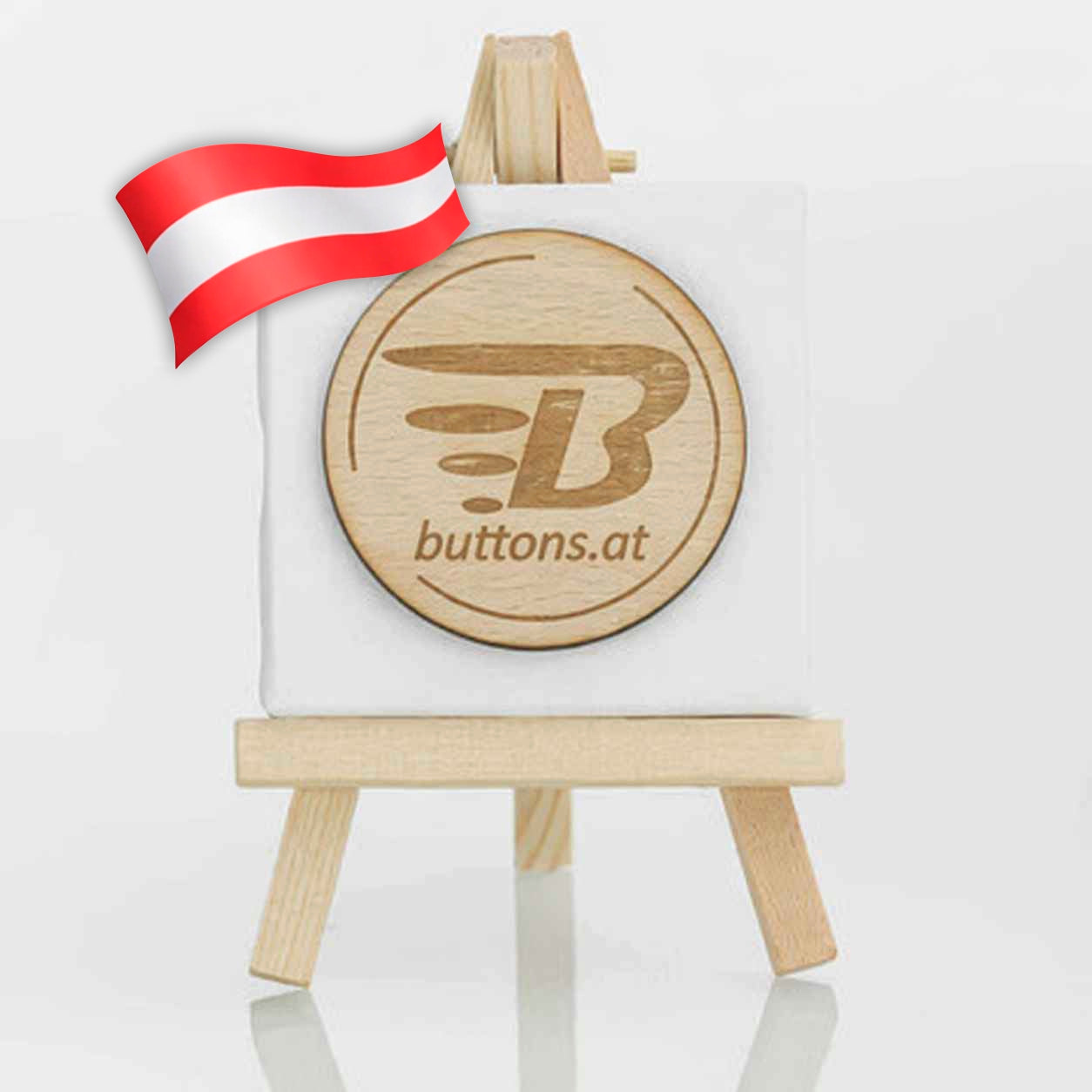 großer holz ansteck button 56mm